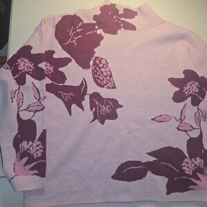 Avara Mock Neck FLoral Pullover Sweater Shades of Pink Size Large